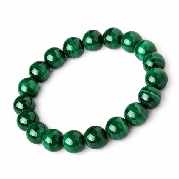 Malachite beaded bracelet, 8 mm polished beads — VoxArcana