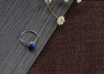 Round blue stone ring, lapis lazuli look, silver colour — VoxArcana