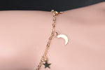 Moon and star charm chain bracelet, gold tone — VoxArcana