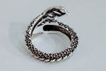 Dragon wrap ring, adjustable, antique silver tone — VoxArcana