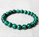 Green malachite-look bead bracelet, 6 mm — VoxArcana