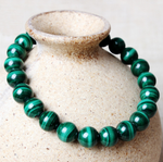 Green malachite-look bead bracelet, 6 mm — VoxArcana