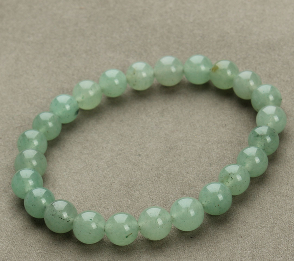 Pale green aventurine-look bead bracelet, 8 mm — VoxArcana