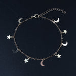 Moon and star charm chain bracelet, gold tone — VoxArcana