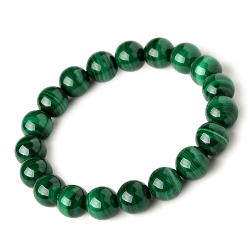 Green malachite-look bead bracelet, 6 mm — VoxArcana