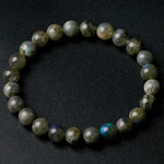 Labradorite bead bracelet, 8 mm, grey with blue flash — VoxArcana