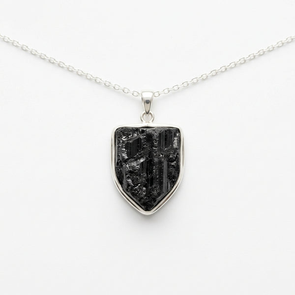 Black Tourmaline Shield Pendant