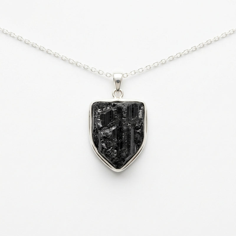 Black Tourmaline Shield Pendant