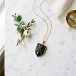 Black Tourmaline Shield Pendant