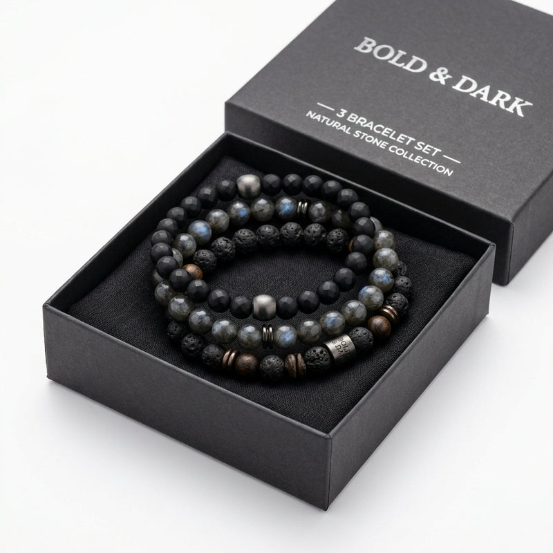 Bold & Dark — 3 Bracelet Set