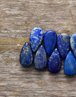 Blue teardrop earrings, lapis lazuli look, gold-tone hooks — VoxArcana