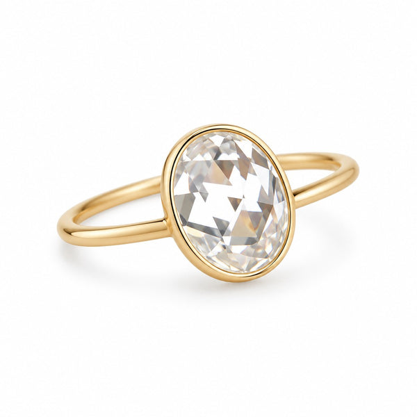 Gold-plated sterling silver oval ring — VoxArcana