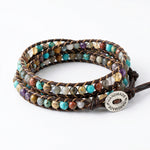 Multi-Stone Leather Wrap