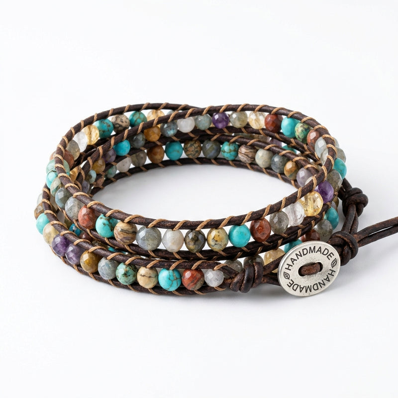 Multi-Stone Leather Wrap