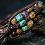 Multi-Stone Leather Wrap